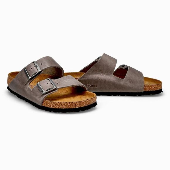 Birkenstock Arizona Soft Footbed - Nubuck Leather Concrete Grey - Picture 1 of 13